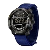 Forrader Militäruhr für Herren, digitale taktische Uhren mit Nylon/Silikonarmband, wasserdichte Outdoor-Sportuhr mit Kalorien-Schrittzähler, Alarm, Stoppuhr, Nylonband/Schwarz-Blau