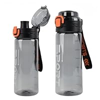 MHwan Trinkflasche Sport mit Strohhalm, 600ml Robuste und Bruchsichere, Schöne Auslaufsicher Wasserflasche mit Zeitmarkierung, BPA-Frei, Geeignet für Erwachsene und Kinder, Sport, Fitness, Reisen