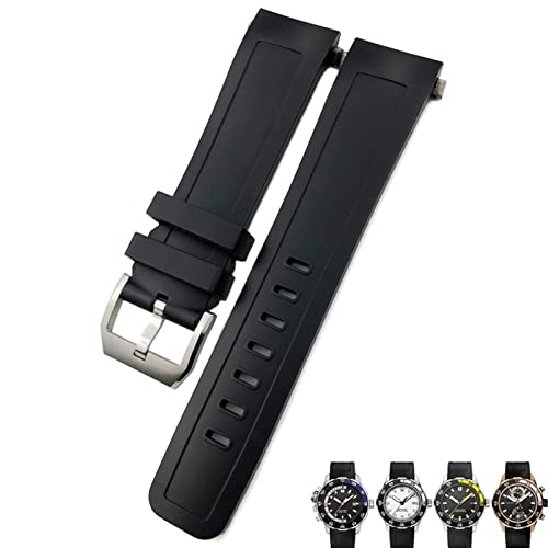 Bracelet montre 22mm caoutchouc fluoré noir et bleu souple
