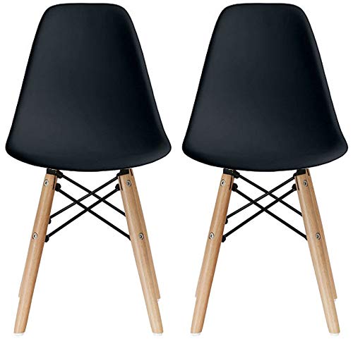 2xhome - Set of Two (2) - Black - Kids Size Plastic Side