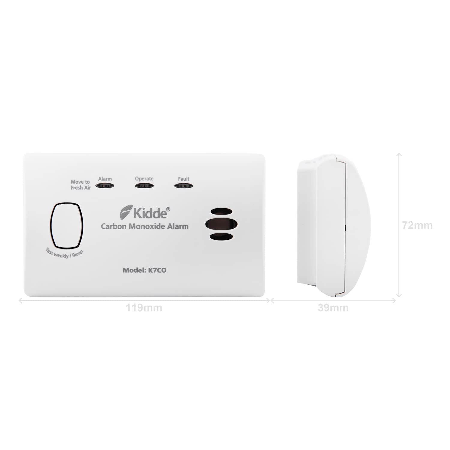 Kidde AEC8514 K7CO alarm tlenku węgla, biały