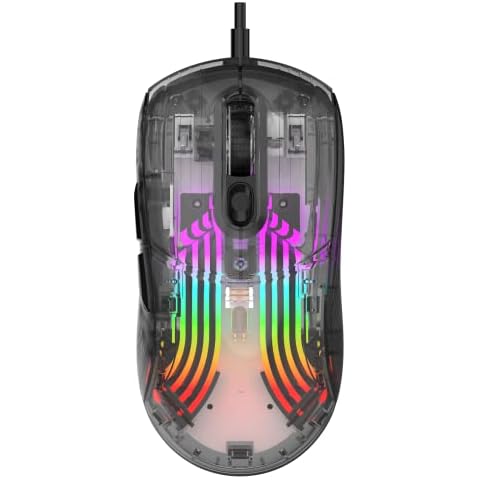 Zienstar-Kabelgebundene USB-Gaming-Mäuse mit Transparentem Kristallgehäuse Cover