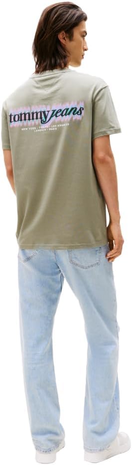 Tommy Jeans Men's Short Sleeve Cotton T-Shirts with Blurred Printed Back Graphic - Image 4