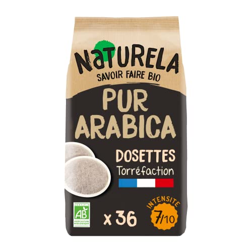 NATURELA - Dosettes Café Bio - Compatibles Senseo - 100 % Café Arabica Bio - Fabriqué en France - 36 Dosettes