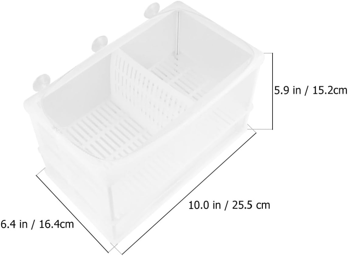 Cabilock Portable Fish Breeding Box for Aquarium and Fish Tank Use Easy to Install White Plastic and Cloth Isolation Net and Separation