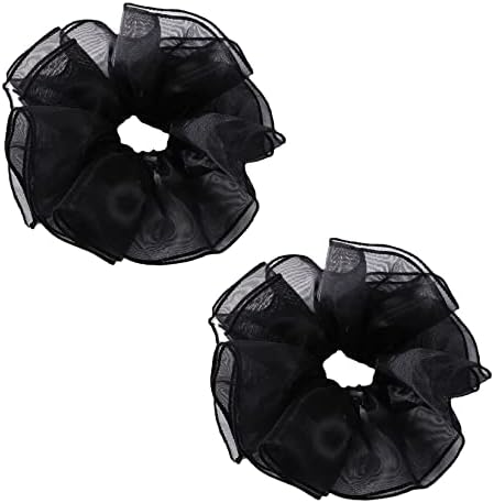 Mesh Hair Tie Scrunchies Lace Organza Hair Tie Hair Accessories 2pcs for Women Ponytails Buns Braids Long Hair