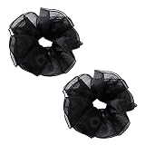 Mesh Hair Tie Scrunchies Lace Organza Hair Tie Hair Accessories 2pcs for Women Ponytails Buns Braids