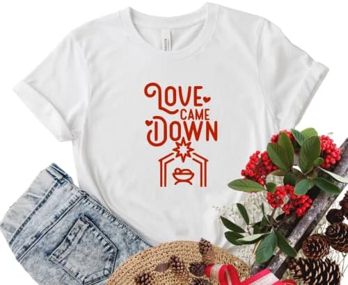 Miniatura 2 de Love Came Down Christian Christmas Shirts for Women, Faith Based Christmas T-shirts, Stocking Stuffers Christian Gifts, Nativity Religious Xmas Gift.