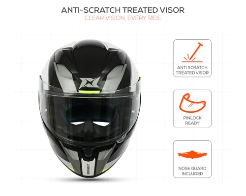 Image of Axxis Segment by MT Group, X Generation Full Face Helmet | ISI & DOT Certified | Anti-Scratch Visor | Lightweight Polycarbonate Shell | Aerodynamic Design | Micrometric Buckle