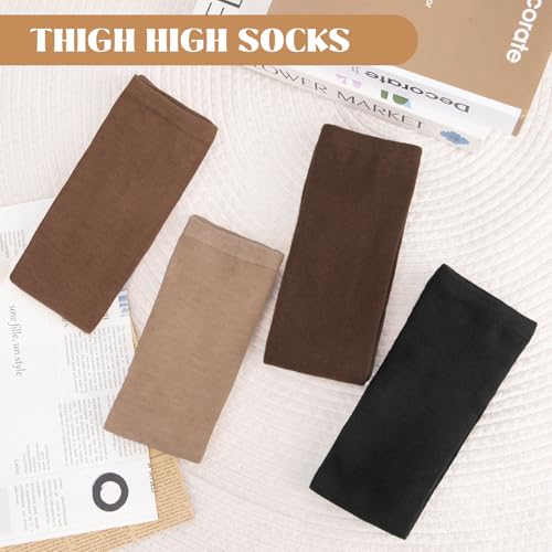 Image of Chalier Womens Thigh High Socks, Thigh Socks Stockings for Women | Soft Mild Blended, Slim Light Fabric, Elastic Cuff, Long Tube, Hug Leg Curves, Four Season Outfits, Casual Daily Footwear