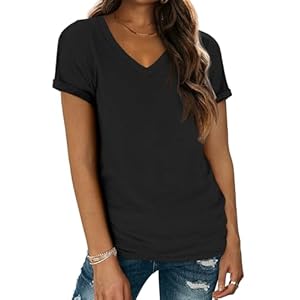 ATHMILE T Shirts Short Sleeve V Nec...