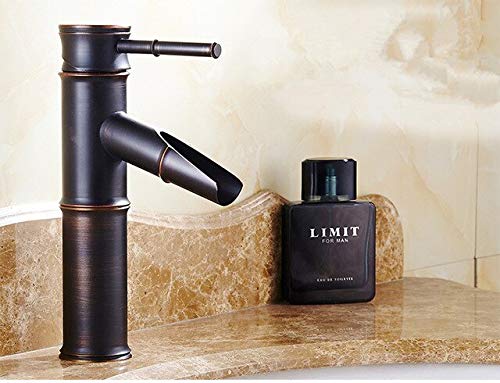 Robinet cascade en bronze noir mitigeur de lavabo de salle de bains