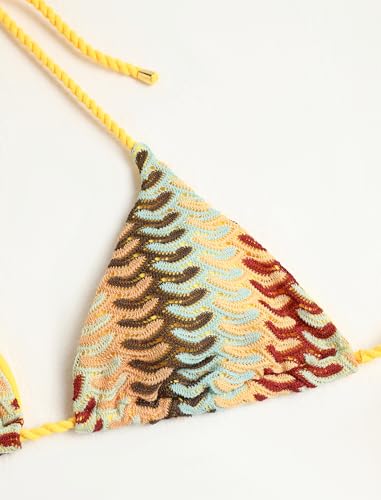 Image of ZAFUL 2 Piece Triangle Bikini for Women Knitted Rope Halter Bikini Sets Sexy Bathing Suit Side Tie Swimsuits Beachwear