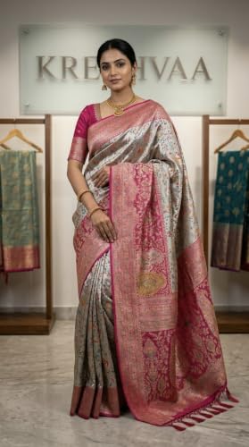 VARSHACHI magenta kanjivaram silk saree in soft silk – image 7