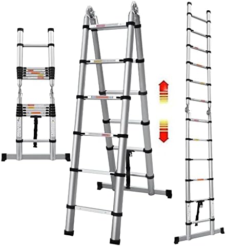 Telescoping Ladder, Portable Telescopic Extension 3.8M(1.9M+1.9M) Tall ...