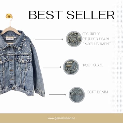 Baby Kid Toddler & Little Girls Pearl Blue Denim Jacket4
