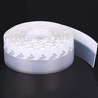 Crevizon 45mm Silicone Seal Srtip 5 Miter Rubber Door,Window Tape Sound Proof Anti-Collision Tape. (5 Meter, White)