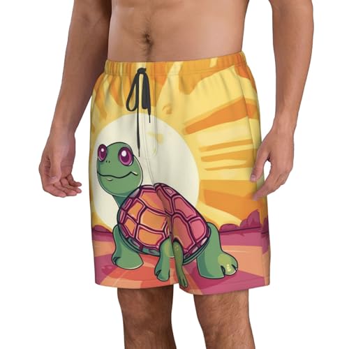 Men's Swim Trunks Turtle in The Sun Quick Dry Board Shorts Mens Bathing Suit Beach Swimwear with Pockets4