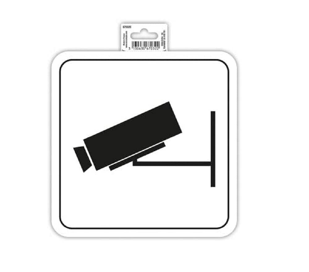 Exacompta - Ref 67032E - Self-Adhesive Company Signage - Video Surveillance Sign - 20cm in Size - Essential Signage for Company, Business & Commercial Needs
