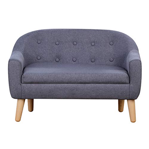 Kids Chair Sofa,Linen Fabric 2-Seater Upholstered Couch,Ideal Children Gift(30-Inch) (Gray)
