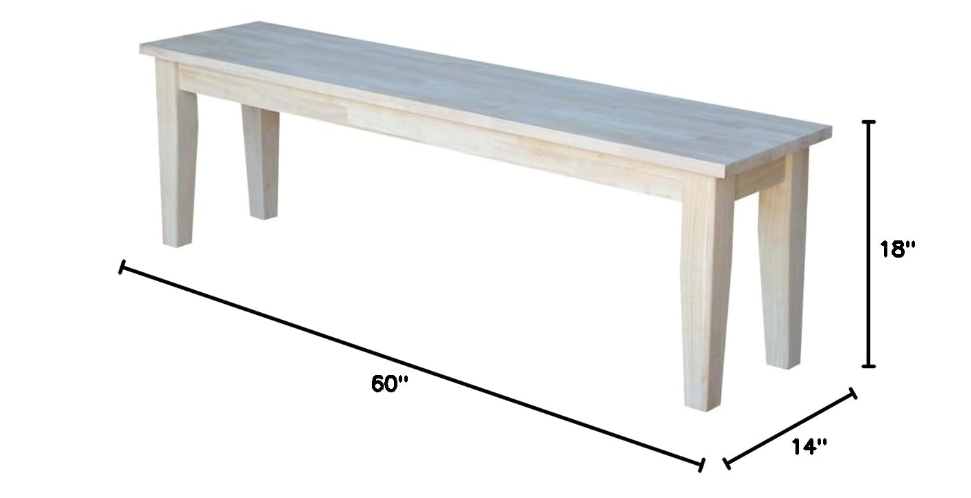 International Concepts Shaker Style Bench Unfinished