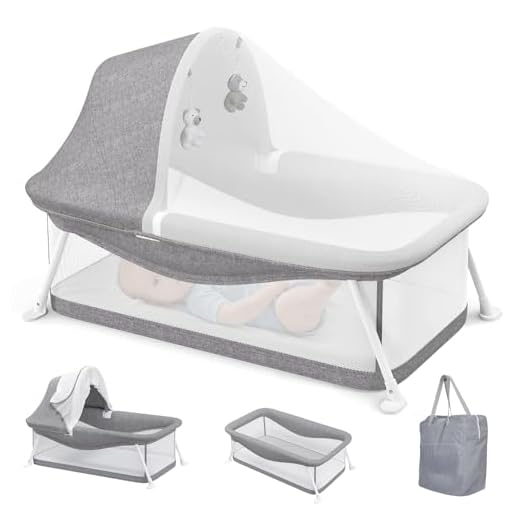 Growaystory Lit de Voyage Bébé Pliable Berceau d'Appoint avec Moustiquaire,Sac de Transport & Jouet Lit Bébé Respirant pour Intérieur/Extérieur