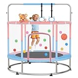 Aptliton Kids Trampoline with Safety Enclosure, 5FT Mini Trampoline for Toddlers, Indoor Outdoor Children's Trampoline, Gift-Ready
