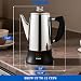 APOXCON Electric Coffee Percolator Stainless Steel Coffee Maker with Clear Brew Progress Tough Glass Knob, Keep Warm & Cordless Serve Classic Coffee Pot - No Aluminum No Plastic Contact (12 Cup)