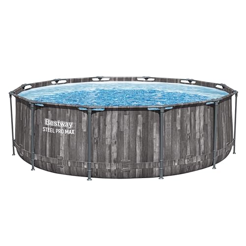 Bestway Steel Pro MAX Solo Pool ohne Zubehör 366 x 100 cm, Holz-Optik (Mooreiche), rund