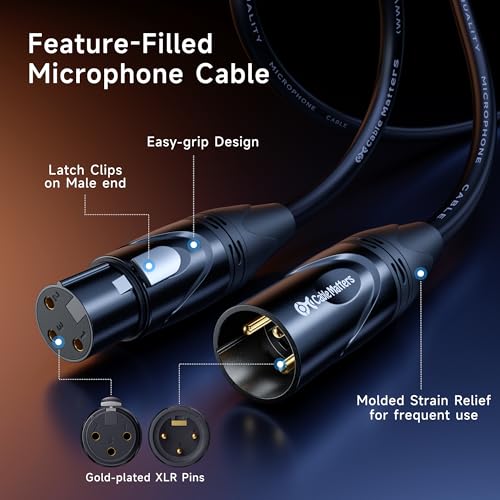 cable matters 2-pack premium xlr to xlr cables - 6ft male to female microphone cable oxygen-free copper ofc mic cord black