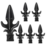 Finial Fence Topper Trident Spear High-Impact Aluminium Alloy Black Fence Gate Finials Post Caps Replacement Part, 6 Pack (1inch)
