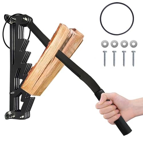 iToolMax Wall Mounted Kindling Splitter for Firewood, Carbon Steel Manual Wood Log Splitter with Safety Ring, Wood Splitting Tools for Indoor & Outdoor