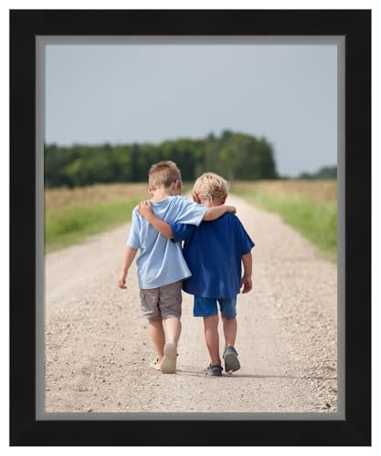 Amanti Art Picture Frame 16x20 Photo Frame, Eva Black Silver Narrow Wood Framing for your Wedding Photos, Family Pictures, Diploma, Certificate, Kids Art Gift for Mom or Poster Wall Decor