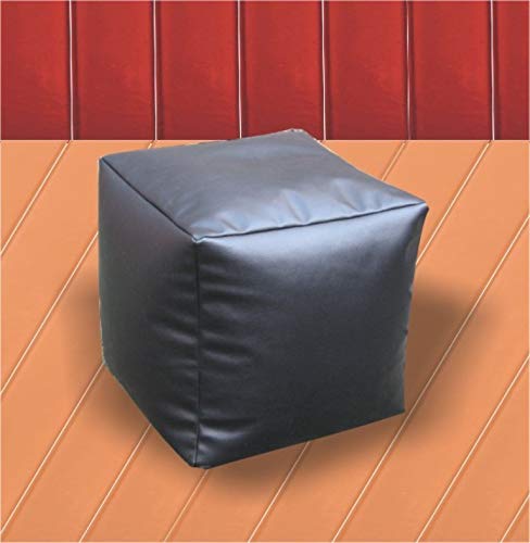 ZOLO Leather, Suede Soft Cube Bean Bag Foot Stool Without Beans - Cover Only ( Black , XXL )