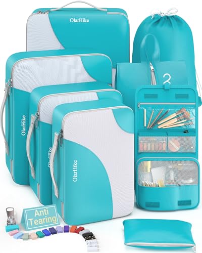 Image of OlarHike Packing Cubes for Travel,8 Set,Turquoise