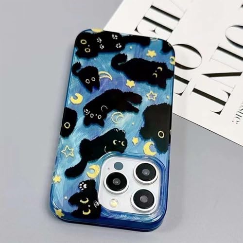 Fycyko Phone Case for iPhone 15 Pro Max Cute Cat Pattern Aesthetic Cool Girly with Phone Charms Strap Chain Protective Case for iPhone 15 Pro Max-Blue by Fycyko - Image 7