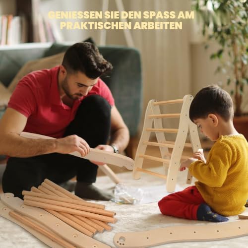 Kotsy Kletterdreieck aus Holz Winkel einstellbar,klettergerüst Indoor mit 60 kg Belastbar Kletterdreieck für Kinder,Klappbare Kinder Indoor Montessori klettergerüst