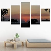 SIGNWIN 5 Panel Canvas Wall Art Setting in The Trees for Home Decorations Ready to Hang - 60