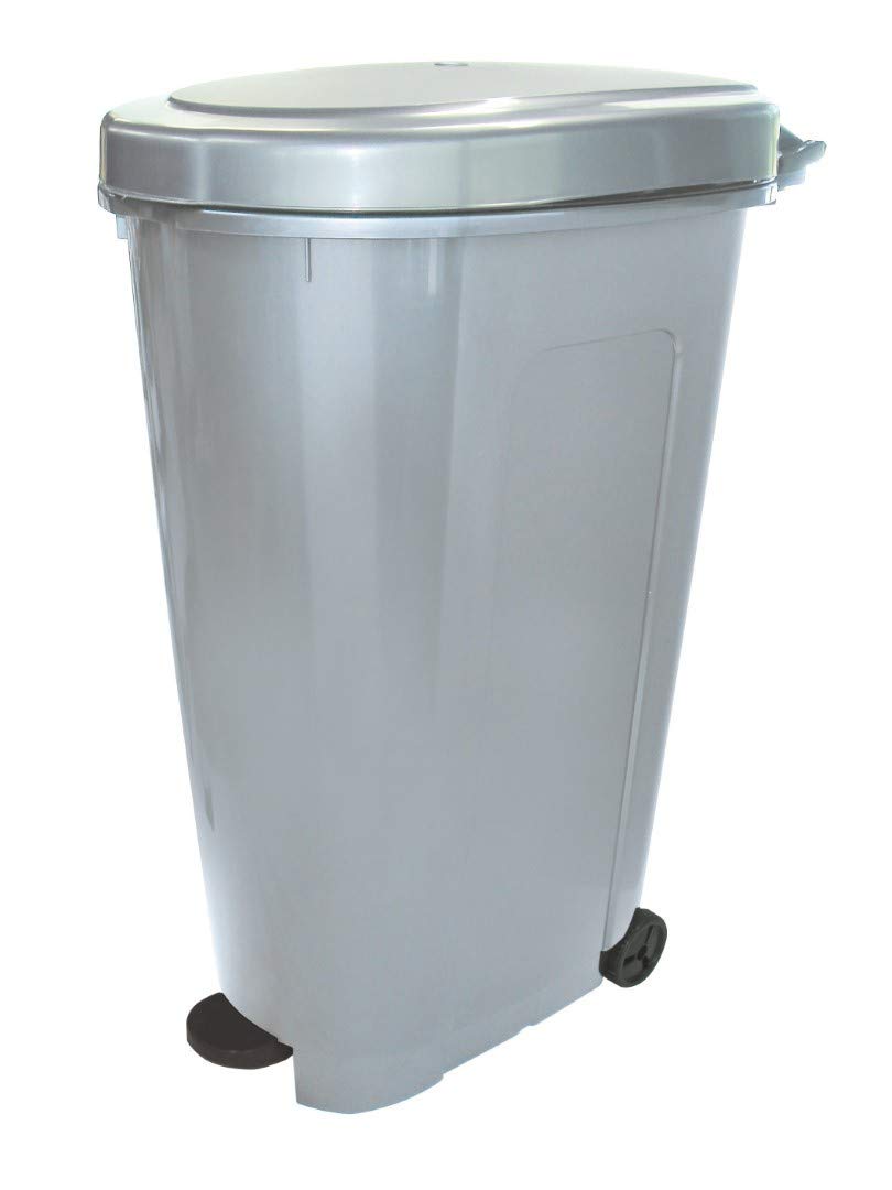 Bama 40010 pattumiera da 95 Litri Telaio Esterno con Peda, Colore: Nero Silver