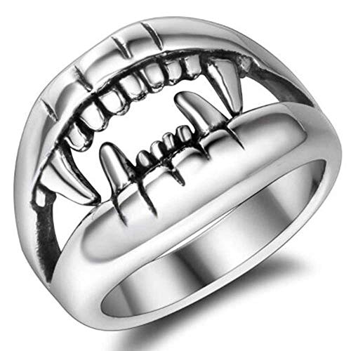 Jude Jewelers Stainless Steel Shark Mouth Cocktail Party Biker Halloween Statement Graduation Ring (Silver, 7)