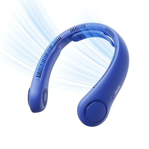 Image of JISULIFE Portable Neck Fan Upgraded: Neckbrace Hands-Free, 5-Speed 6000 mAh | 25H Max Runtime, Personal Wearable Bladeless Rechargeable Fan for Outdoor /Travel /Concerts, Gifts for Women Men - Dark Blue