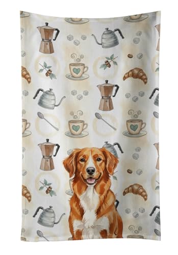 Caroline's Treasures Orange Nova Scotia Duck Tolling Retriever Coffee Bar Kitchen Towel Velour Plush Front and Cotton Loop Back Machine Washable