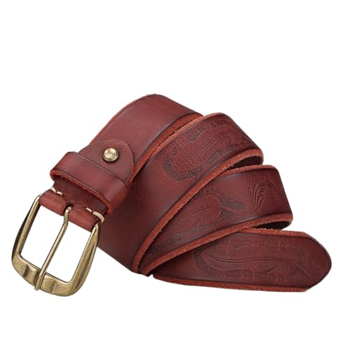 Ceinture vintage en cuir de vachette uni boucle ardillon homme pour pantalon denim