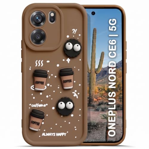 TRUEUPGRADE Back Case Cover Compatible for OnePlus Nord CE 6 5G|Cute Fun Cartoon 3D Ball | Coffee Silicone Case | Camera Protection | Body Protection | Shock Proof |Color Brown
