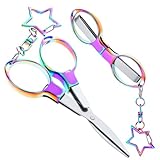 2 PCS Foldable Scissors Set, Stainless Steel Folding Travel Scissors Dazzling Pocket Scissor Mini Portable Scissor for Badge Reel Home Office Sewing Nurse Craft Accessoires
