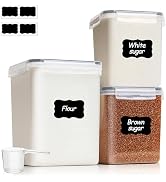 ComSaf Flour Sugar Storage Containers Set of 3 (5.2L/5.5Qt) (2.5L/2.6Qt*2), Large Airtight Food S...