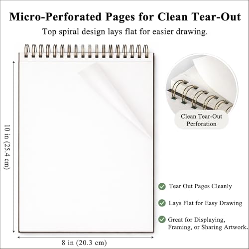 Image of 8 inch x 10 inch Sketch Book, 100 Sheets Hardcover Sketchbook, 68 lb /100gsm Drawing Paper for Adults, Spiral Bound Sketch Pad, Art Paper for Drawing and Painting for Art Supplies for College Students.