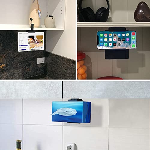 TFY Universal Kitchen Cabinet Tablet Mount, Phone Holder & Tablet Mount with Clamp for Desk Shelf Compatible with iPad Pro Air Mini, iPhone, Galaxy Tabs, More 7\"-10.5\" Tablets and 5\"-6.5\" Phones