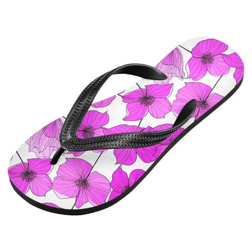 Pink Flowers Flip Flops for Beach Thong Sandals Anti-slip Lightweight Beach Shoes for Summer Swim Travel2