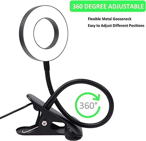 Desk Lamp Clip On Light, Desk Light 48 Led Lamp With 3 Lighting Modes, Dimmable 10 Brightness Levels, 360° Adjustable Gooseneck, Eye-Caring Small Lamp For Bed Headboard Reading（Included Adapter ） #TOP2